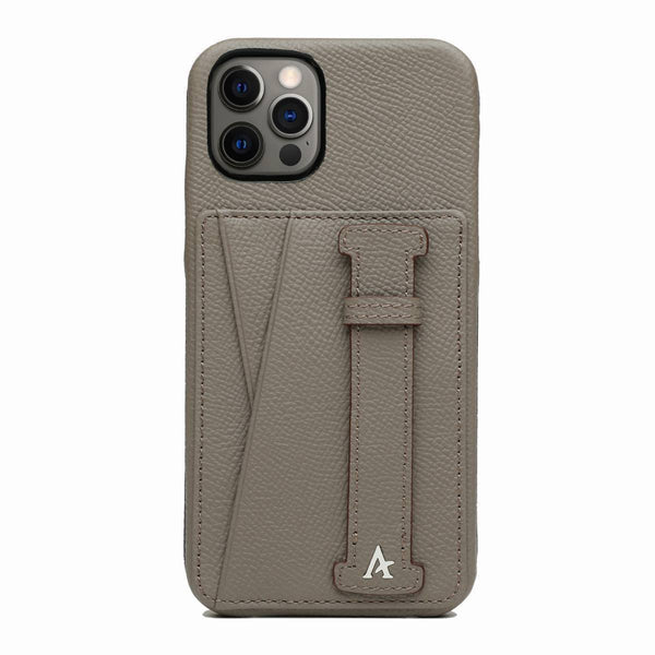 Leather iPhone 13 Pro Card Holder Finger Loop Case