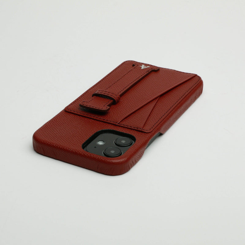 Leather iPhone 12 Mini Card Holder Finger Loop Case (Croc)