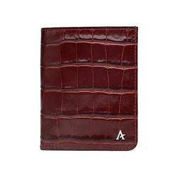 Leather Portfolio Bi-Fold Wallet (Croc) - Affluent